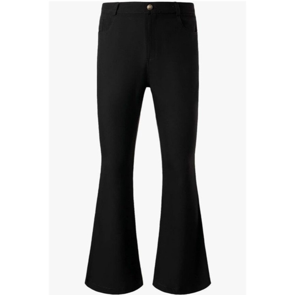 JOGAL Mens Pants 70s Disco Outfits Slim Fit Retro Flared Trousers Size XL Black